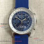 Perfect Replica Breitling Navitimer Chronograph  Fighters 46mm Watch - Steel Case Blue Face/Rubber Strap